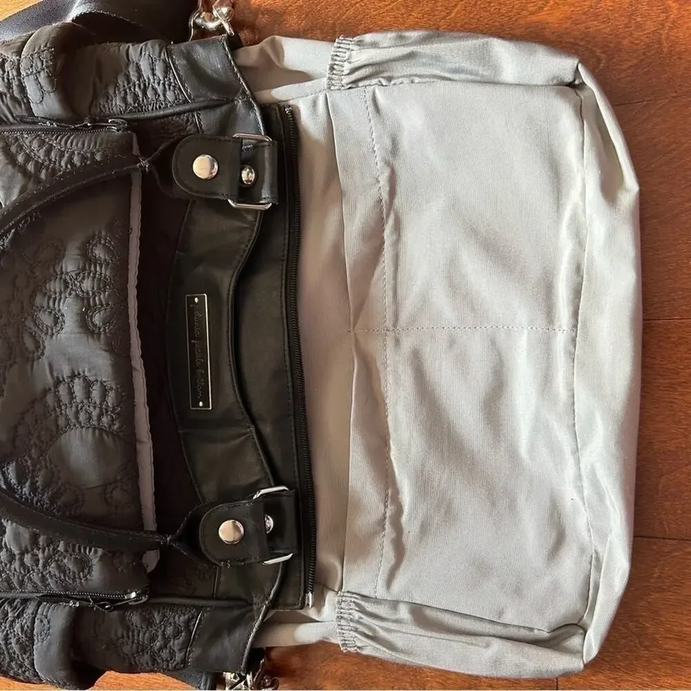 Petunia Pickle Bottom Black Quilted Diaper Bag, Shoulder Bag/Crossbody